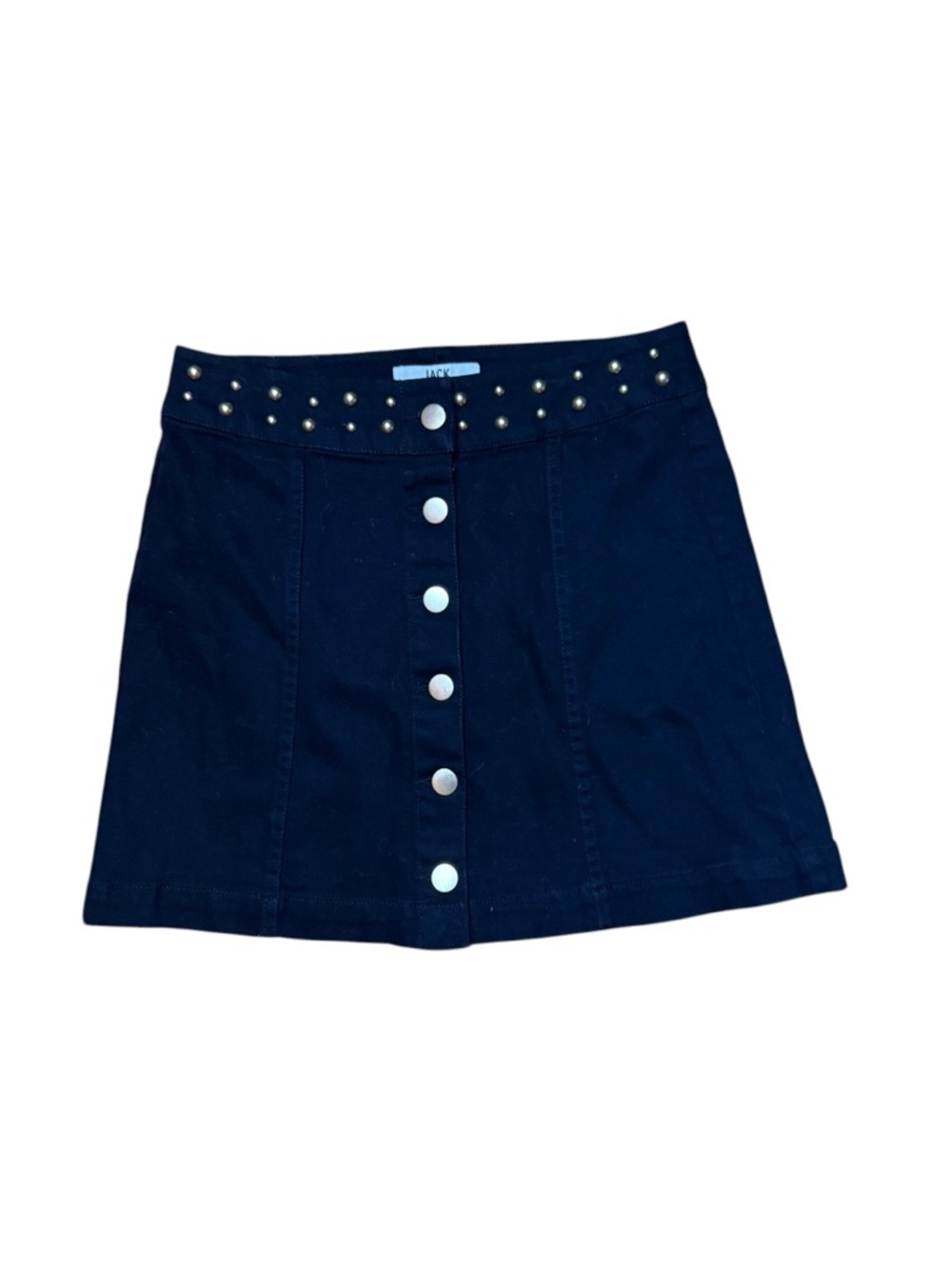 Jack by BB Dakota Black Mini Skirt with Gold Studs & Buttons